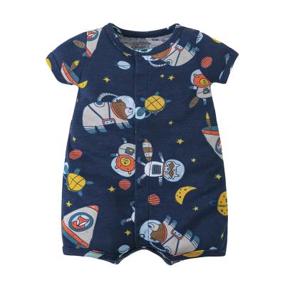 China Comfortable Breathble Infant Clothing Buttons Newborn Short Sleeve Onesie Boy Summer Baby Animal Print Romper for sale