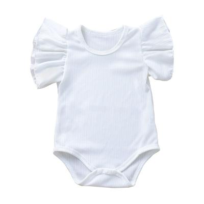 China Baby Romper With Button Factory Baby Clothes 2023 Newborn Girl With Big Lace Sleeve for sale