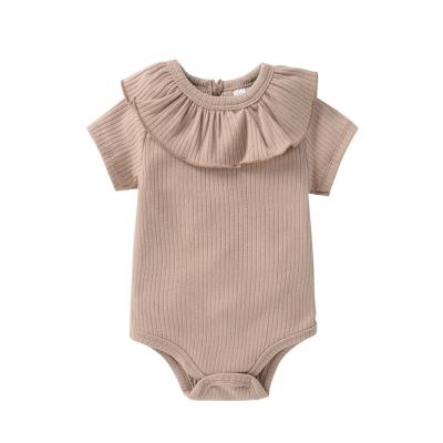 China Baby Romper With Button Factory Baby Ruffle Onesie Newborn Gray 2023 Romper for sale