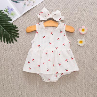 China Baby Clothing With Baby White Sleeveless Skirt Button Factory Summer Two Piece Set 2023 for sale