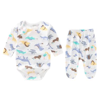 China Baby clothes with long sleeve two piece set newborn baby clothes wholesale romper+button baby pants for sale