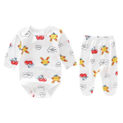 China Baby clothes with long sleeve two piece set newborn baby clothes wholesale romper+button baby pants for sale