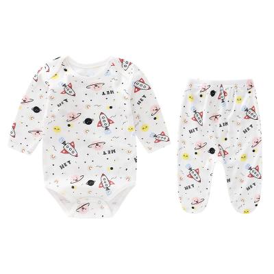 China Baby clothes with long sleeve two piece set newborn baby clothes wholesale romper+button baby pants for sale