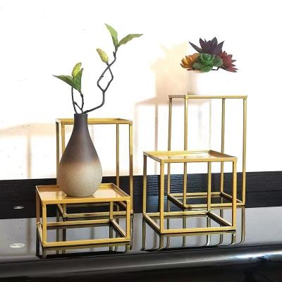 China Atmosphere machine gold metal flower stand wedding decoration centerpieces show plant stand flower stands for sale