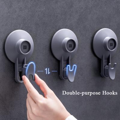 China 2021 New Design Viable No Drill Home Decors Double Suction Hooks With Big Suction Cup Sticky Hook for sale