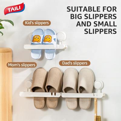 China Sustainable Removable Suction Cup Stretch Wall Mounted Plastic Slippers Holder For Home And Hotel for sale