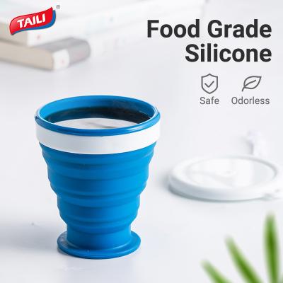 China Food Grade Viable Retractable Folding Silicone Water Cup Traveling Collapsible Cup for sale