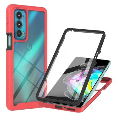 China 2021 Wholesale 360 ​​Full Shockproof Cover 3 in 1 TPU PC PET Phone Case For Moto Edge 20 Shockproof Back Cover for sale