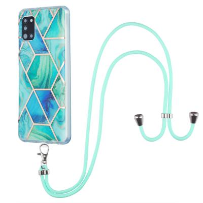 China Anti-drop Marble Tpu Phone Case With Lanyard For Samsung Galaxy A31 Shockproof Back Cover With Strap for sale