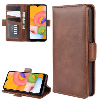 China Eco-friendly Style Side Magnetic Wallet Mad House Buckle Leather Phone Case For Samsung Galaxy A01 for sale