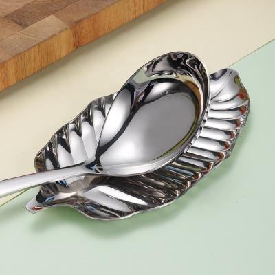 China Durable Durable Leaf Shape Silver 18/8 Stainless Steel Spoon Rest For Kitchen for sale