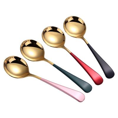 China Viable Golden Silver Tablespoon Rice Ice Cream Spoon 304 Stainless Steel Spoons for sale