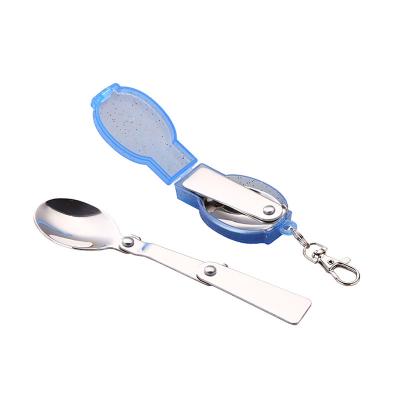 China Sustainable Travel Stainless Steel Dinner Folding Spoon for sale