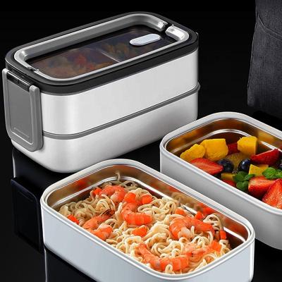 China Freshness Preservation Grade 2 & 3 Compartment Office School Bento Lunch Box Stainless Steel Edible Lunch Box With Bag for sale