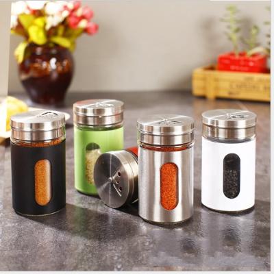 China Metal 90ml 3 in 1 Stainless Steel Shell Glass Bottle Table Spice Salt and Pepper Custom Dressing Shaker Green White Red Black Silver Custom for sale