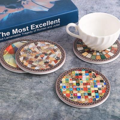 China Cork Insulation Pad European Creative Viable and American Round Coffee Mark Cup Ceramic Coasters for sale