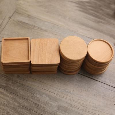 China Factory Price Traditional Wholesale White Round Walnut Beech Wood Square Wooden Coaster For Drinks for sale