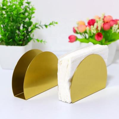 China Nordic Modern Round Metal Stainless Steel Restaurant Table Gold Paper Tissue Half Box for sale