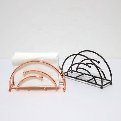 China Morden luxury Nordic black gold rose gold iron metal table napkin holder for restaurant for sale