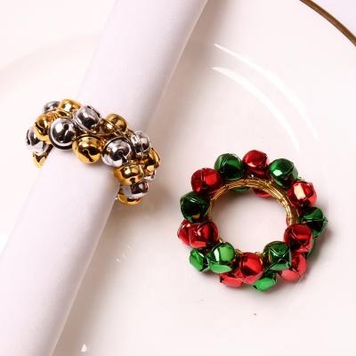 China Viable Handwoven Colorful Bells Napkin Ring Holder Christmas Napkin Rings for sale