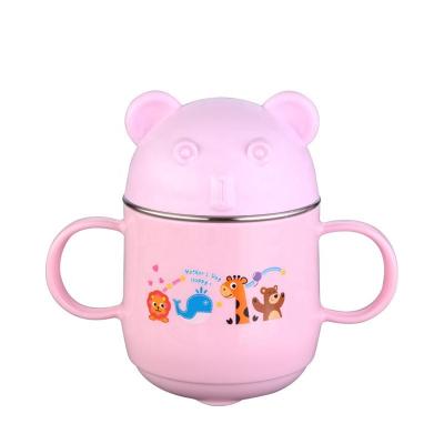 China Sustainable Modern Cute Blue Inner Rose Carton Stainless Steel Tumbler Drinking Cup For Kids for sale