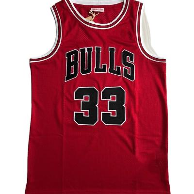 China Wholesale Antibacterial Basketball Tank Top, Red Basketball Tank Top from no. 33 Pippen from the 1997-98 season, looser size men's basketball singlet, for sale