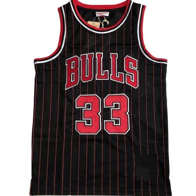 China Antibacterial summer plus-size basketball loose tank top, no. 33 Pippen from the 1997-98 season, the fitness casual men's vest, for sale