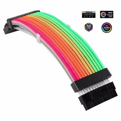 China LIANLI Generation 24Pin Video Game Player Cable 2 Cable 2 Wire Controller/Motherboard DUA Neon Power Supply Neon Extension Power Chassis Luminescent Silver for sale