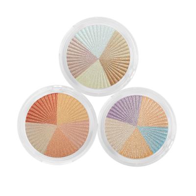 China Waterproof 5 in 1 High Pigment Custom Highlight Pressed Powder Private Label Highlight Makeup Powder Body Highlighter for sale