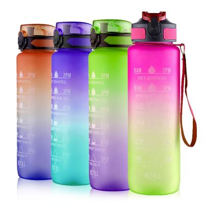 China Custom Design Water Bottle Sports Water Bottle Logo Gym And Outdoor Plastic BPA Free Large Viable Cool Marker Bottle With Straw for sale