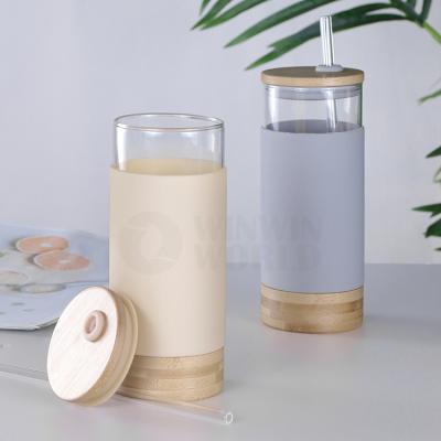 China Modern Hot Sales 20oz Silicone Reusable Sleeve For Tumbler Customized Color Silicone Glass Sleeve For Water Bottle With Straw for sale