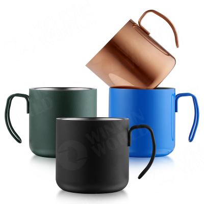 China Sustainable Hot Selling Recycled Mug Insulated Double Wall Stackable Stainless Steel Handmade Coffee Mugs With Handle for sale