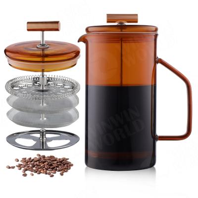 China WITH LID Press Coffee Maker Coffee Maker French Colorful Manual Glass Plunger Pot Machine with Filter and Custom Logo Wholesale for sale