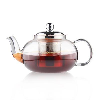 China Sustainable Hot Sale Borosilicate Glass Teapot With Reusable Heat Resistant Tea Infuser HandmadeTeapot Set For Loose Leaf Teapot 600ml for sale