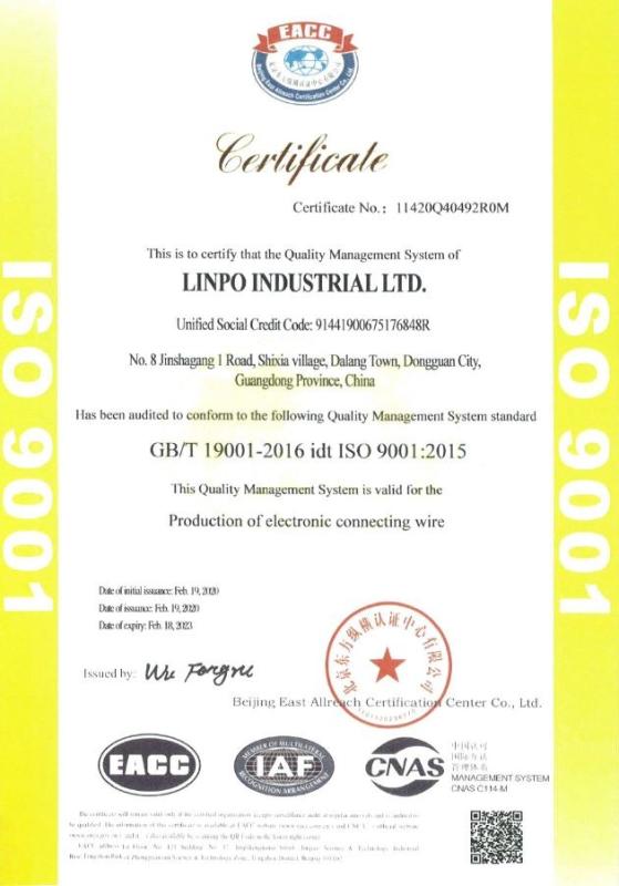 ISO9001 - LINPO INDUSTRIAL LIMITED