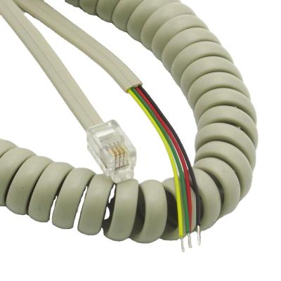 China PVC RJ10 4P4C Telephone Coil Cable Assembly Custom OEM ODM Wiring Harness for sale