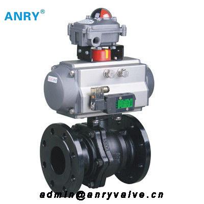 China SS304 SS316 Flanged RF Ball Valve 3/4''-12'' Pneumatic Through - Way for sale