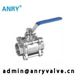 China Three Piece FNPT BSP Thread SS304 SS316 CF8M Body 316 Ball PTFE Seat Ball Valve for sale