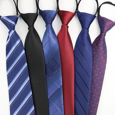 China Polyester Hot Selling Wholesale Dot Stripe Pattern Multi Color Polyester Zipper Neckties Zip Neck Ties Knit Ties For Men for sale