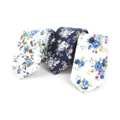 China Polyester Best Selling Floral Cotton Ties Flower Print Skinny Necktie For Men Mens Neck Tie Cravat 6cm Slim Neckties for sale