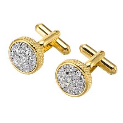 China Fashion Best Selling Men Shirt Round Crystal Rhinestone Button Cover Brass French Women Gift Shirt Diamond Cuff Stud Gemstone Cufflinks for sale