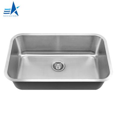 China Without Faucet Novasinks Retail OEM ODM Brushed 304 Rectangular Undermount Stainless Steel Single Bowl Kitchen Sink for sale