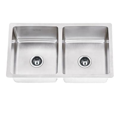 China New 3319 undermount double bowl high quality large volume brush nickel branded luxury kitchen sink faucet equal for sale