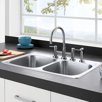 China With Faucet 304 Stainless Steel Topmount Double Bowl Single Bowl 3322 Empotrar Lavaplatos De Cocina Single Bowl 22 Gauge 0.8mm for sale