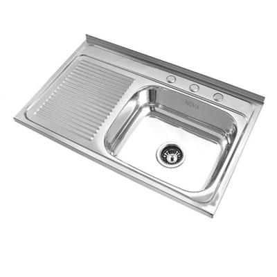 China With faucet lay on 8050 a bowl one drain sobreponer lavaplatos de cocina 0.6mm stainless steel kitchen sink for sale