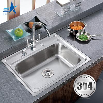 China With Faucet Style 22 Gauge 304 Stainless Steel Kitchen Modern Single Bowl Topmount Sink With Faucet for sale