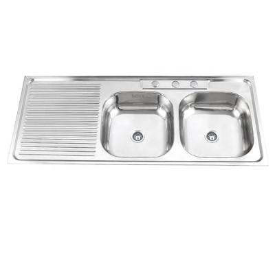 China Without Faucet Fashion Stainless Steel 12050 Large Volume One Bowl One Drain Panel African Asian South American Topmount Double Insert Kitchen Sink for sale