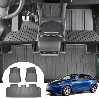 China Easy Cleaned Hot Selling Anti-Slip Waterproof 5D Tape Floor Liners For Tesla Model Y 3 Floor Mats for sale