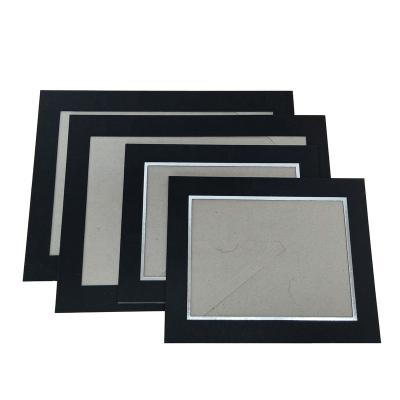 China Wholesale 2mm 6x8 8x12 Artificial Black Double Photo Matboard With Frame Bracket Position for sale