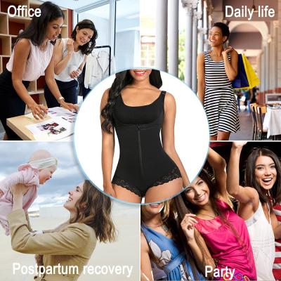 China Fajas Colombianas Push Butt Full Body Shaper Antibacterial Zipper Tummy Control Bust Jumpsuit Open Panties Shapewear For Women for sale